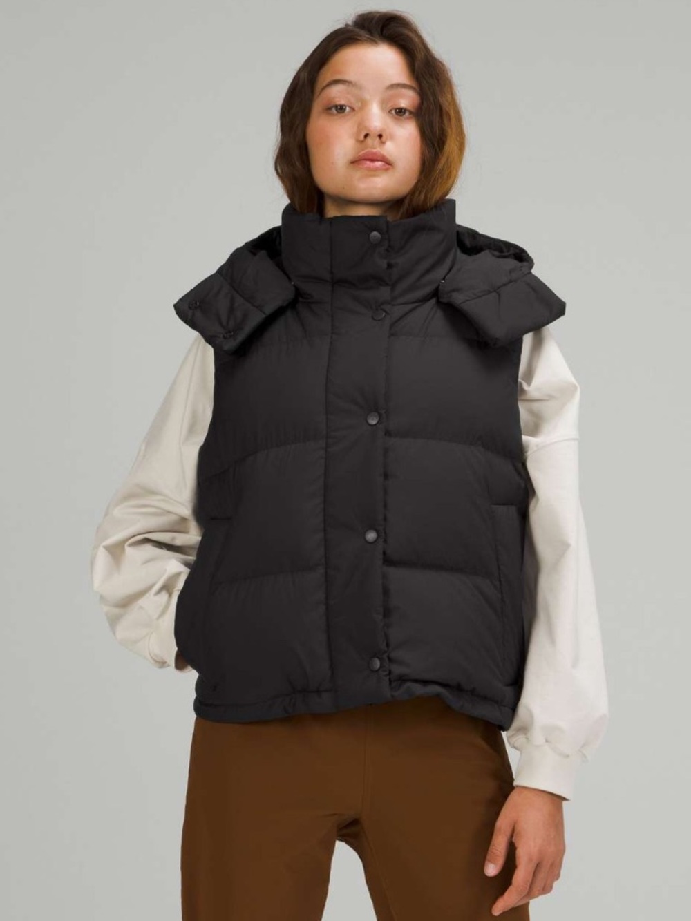 Like New Lululemon Wunder Puff Crop Vest. Color Black. Size 2